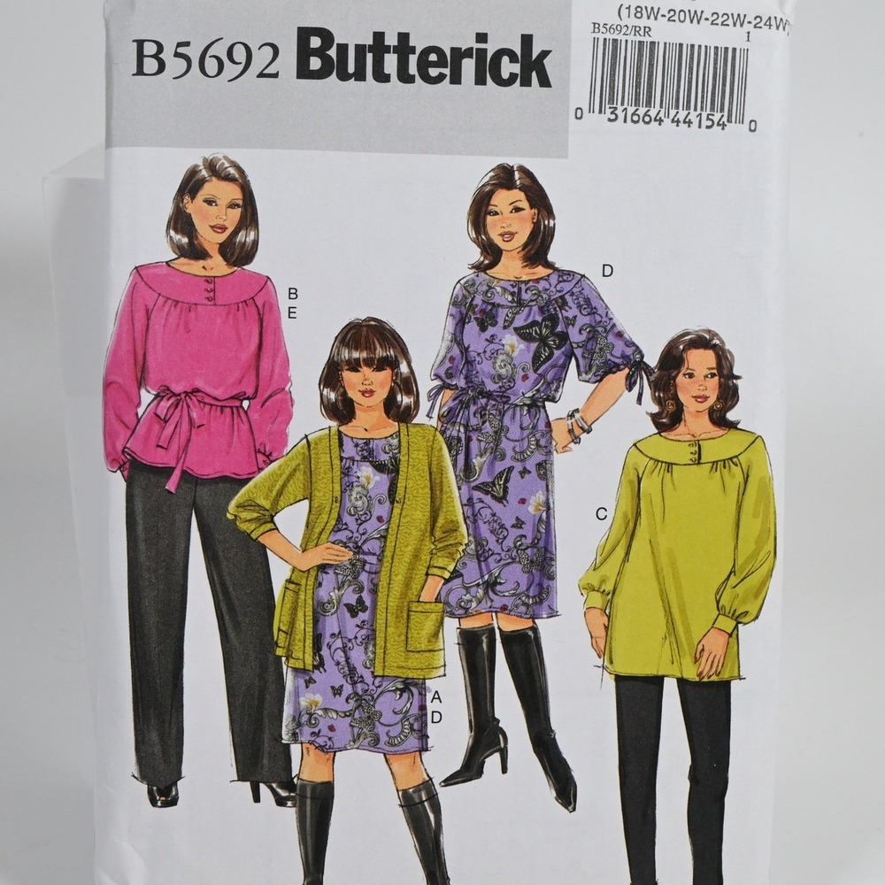 Butterick Sewing Pattern B5692 Women 18W-24W Uncut Factory Folded